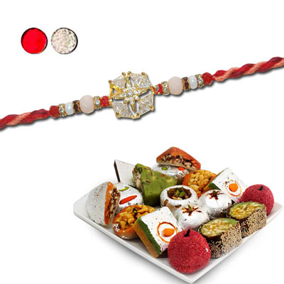 "RAKHIS -AD 4530 A (Single Rakhi),500gms of Kaju Assorted Sweets - Click here to View more details about this Product